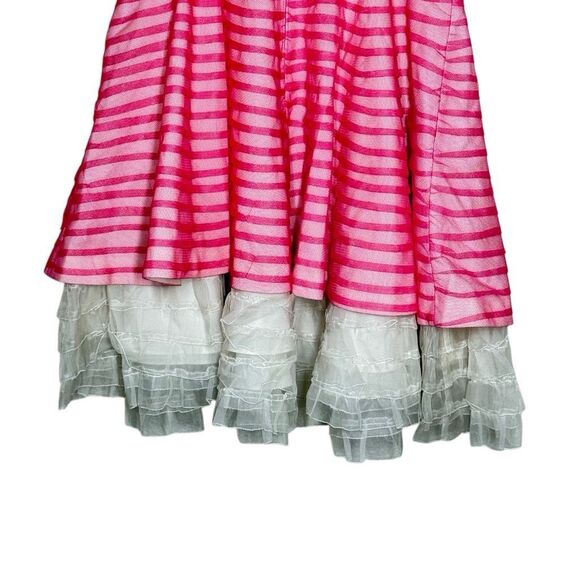 TBF Pink Striped Sleeveless Mini Dress Size 2 Bow Accent Lace Trim Spaghetti Y2K - Picture 8 of 11